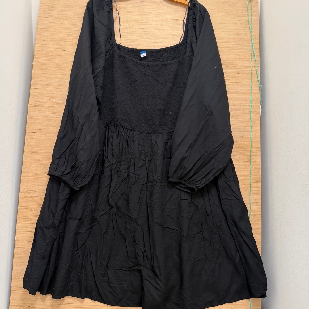 Old Navy Black Smocked Square Neck Long Sleeve Mini Dress Plus Size 3X